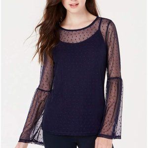 💜 Juniors' Mesh Bell-Sleeve Top